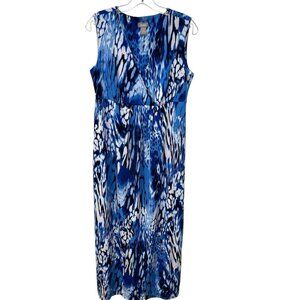 Chicos Maxi Dress Jersey Stretch Size 1 Women’s Size 8 Blue White